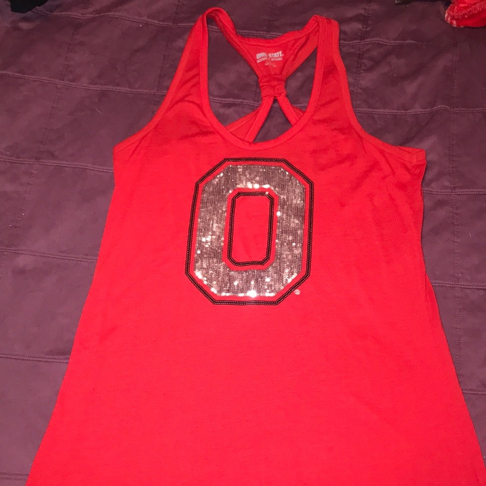 Ohio state sequin block O tank top